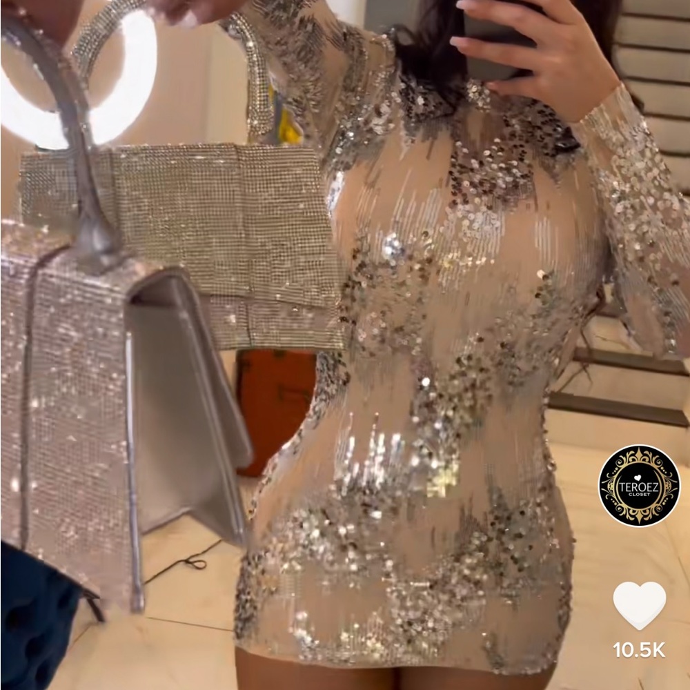 Nude Long Sleeve Dress